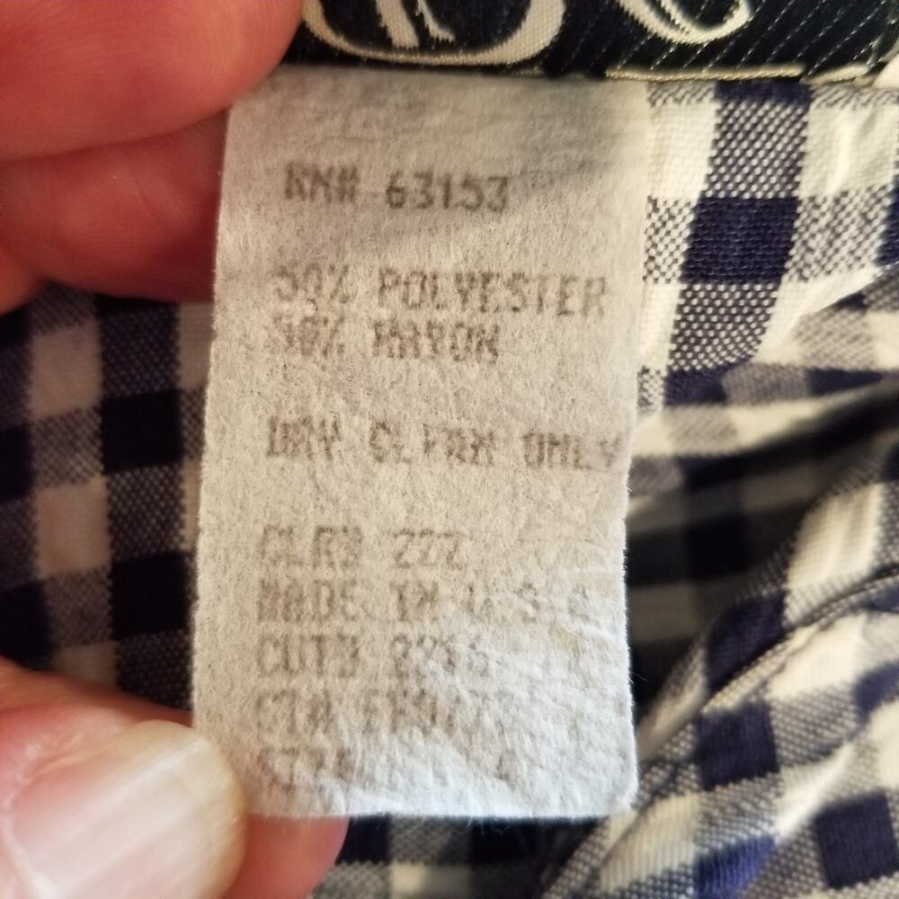 CDC Caren Desiree & Co Vintage Check Gingham Midi Dress Blue White Size 4 - Picture 6 of 6